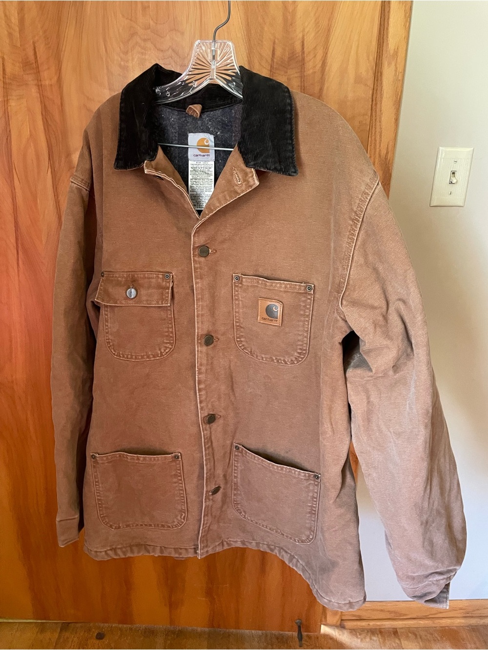 Carhartt Brown Duck Jacket with Black Corduroy Collar